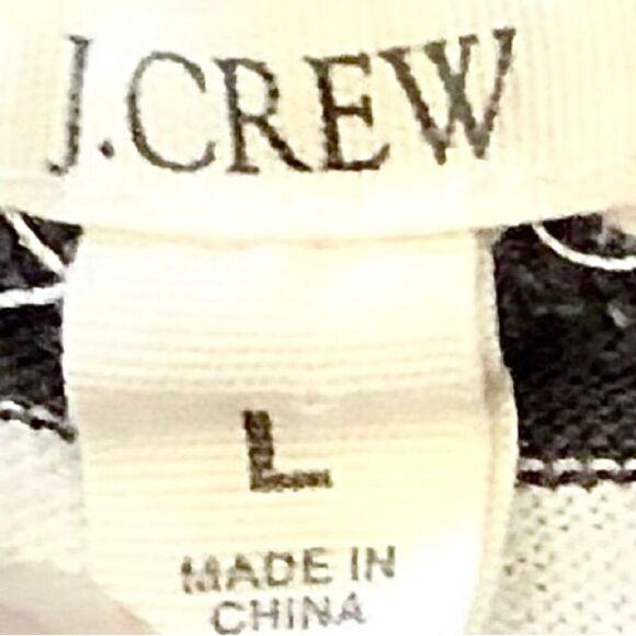 J Crew Striped Top with 3/4 Length Sleeves in Charcoal Grey/White Women’s Large - Picture 5 of 5